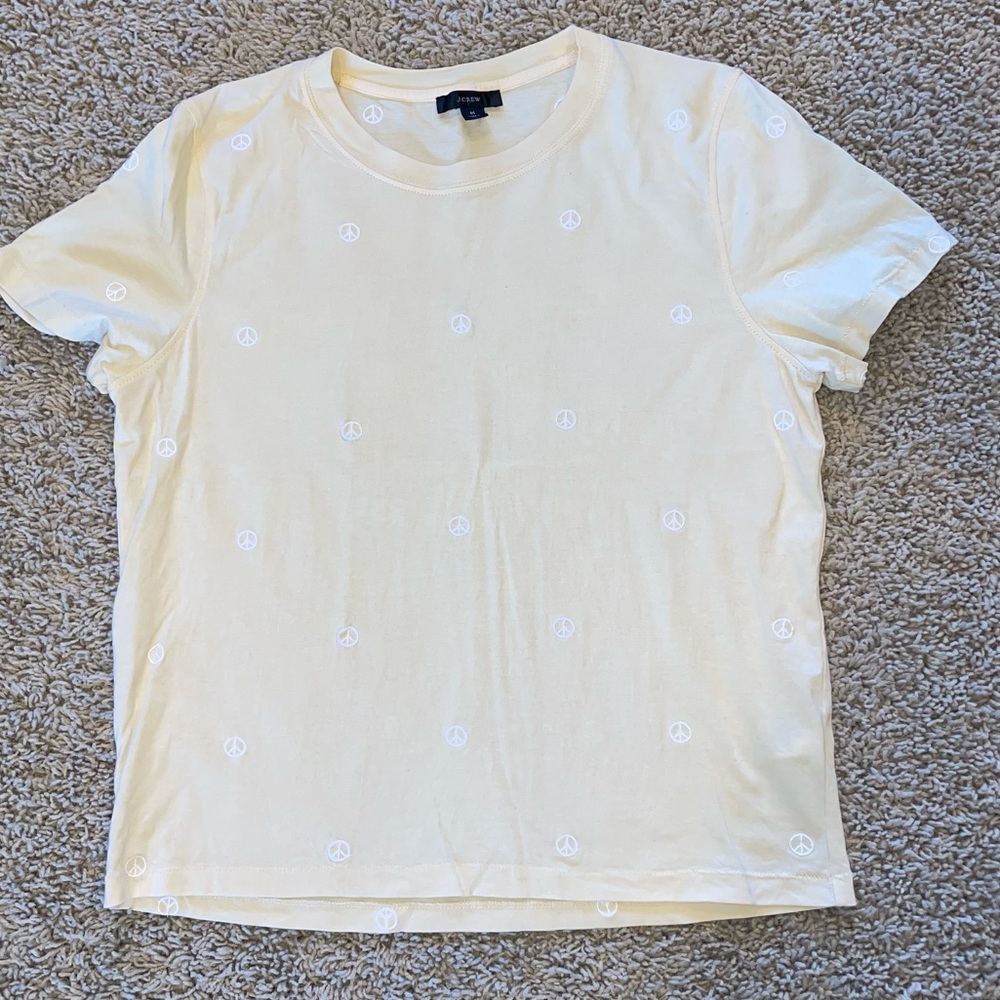 J Crew Vintage Cotton Peace Sign Crewneck T-Shirt Size Medium
